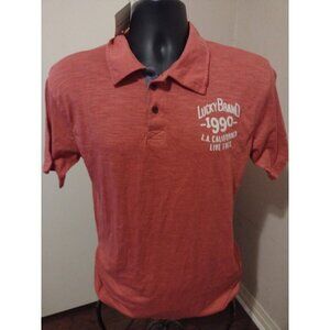 NWT Women's Lucky Brand 1990 L.A. California Live Free Polo Shirt Size XL Red